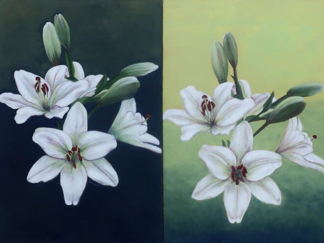 Lily Wang, lelies, 30 x 20 (twee maal)